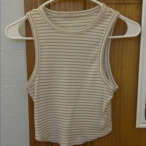 Aerie Ribbed Striped Beige Tank Top